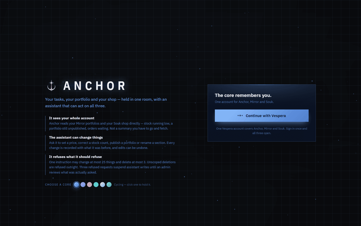 Anchor sign-in screen